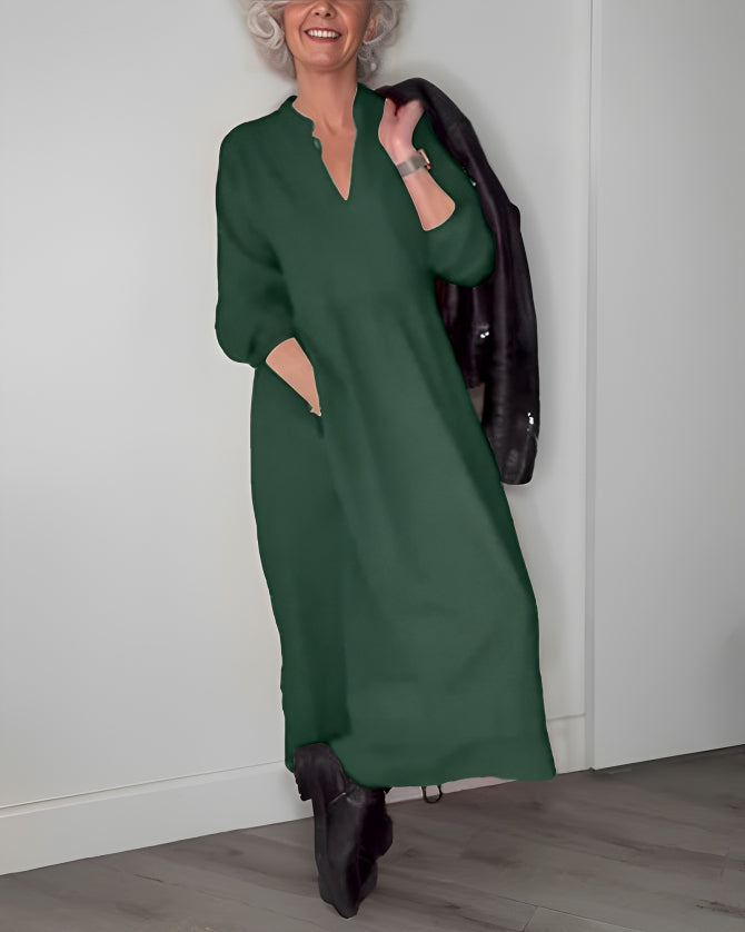 Women's Maxi Dress Relaxed Long Sleeve Cocktail Silhouette