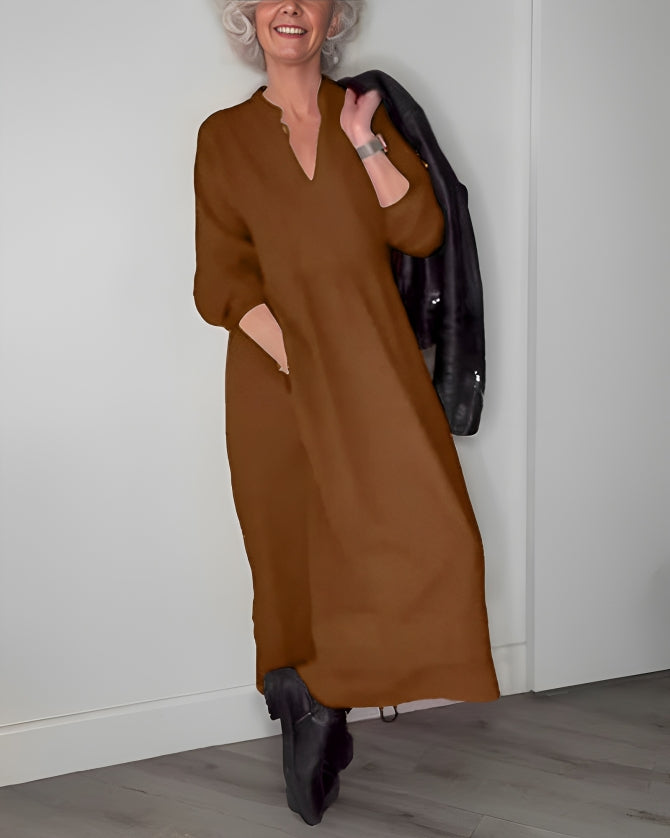 Women's Maxi Dress Relaxed Long Sleeve Cocktail Silhouette
