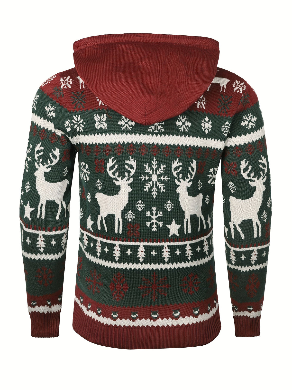 Women's Holiday Knit Hoodie Sweater with Reindeer Pattern