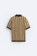 Men's Retro Knitted Stripe Polo Casual Summer Shirt