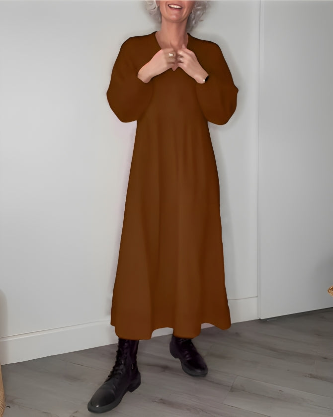 Women's Maxi Dress Relaxed Long Sleeve Cocktail Silhouette