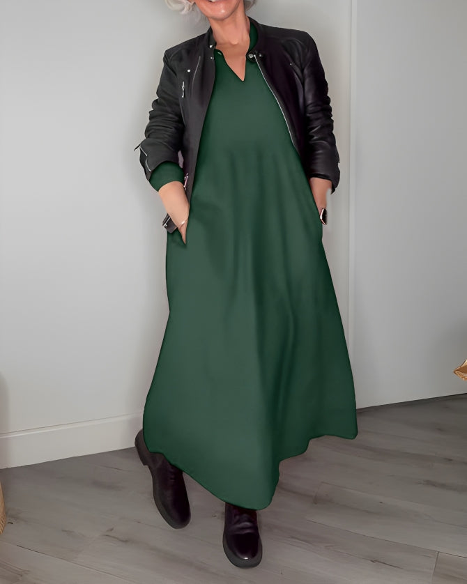 Women's Maxi Dress Relaxed Long Sleeve Cocktail Silhouette