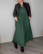 Women's Maxi Dress Relaxed Long Sleeve Cocktail Silhouette