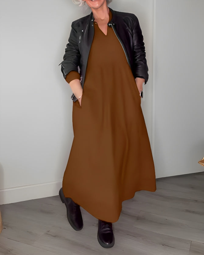 Women's Maxi Dress Relaxed Long Sleeve Cocktail Silhouette