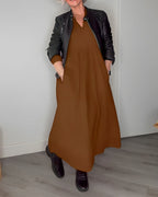 Women's Maxi Dress Relaxed Long Sleeve Cocktail Silhouette