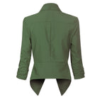 Women's Open-Front Blazer – Ruched-Sleeve Smart Layer