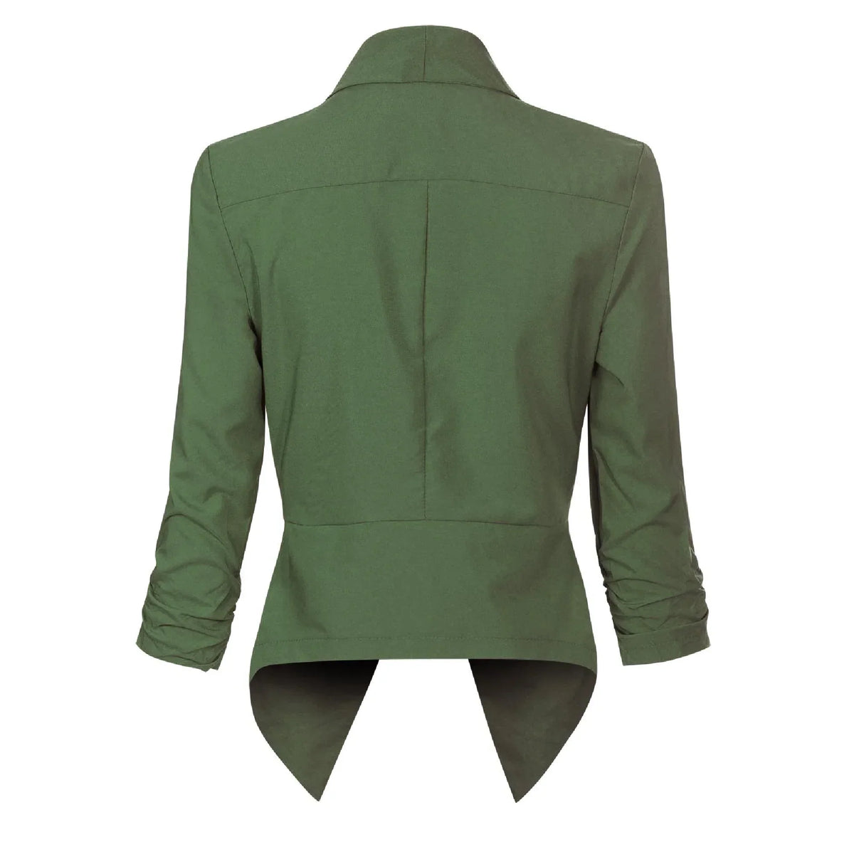 Women's Open-Front Blazer – Ruched-Sleeve Smart Layer
