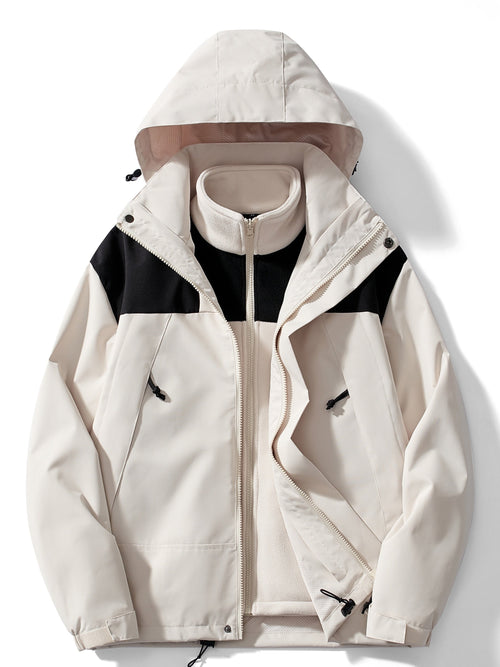 Men's 3 in 1 Outdoor Jacket Hooded Winter Layer