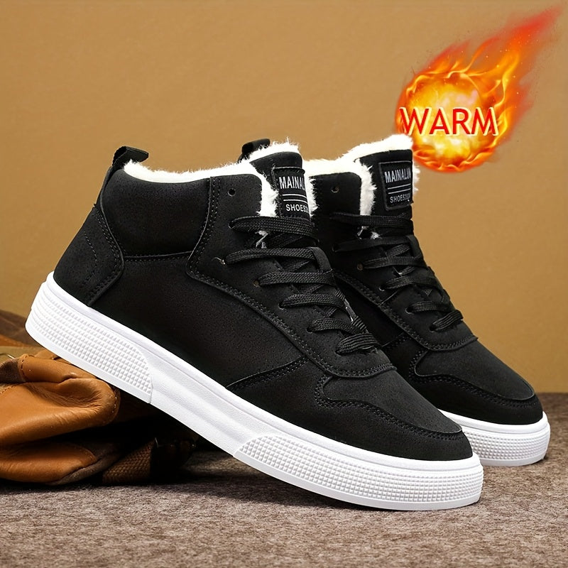 Women's Fleece-Lined Winter Lace-Up High-Tops - Black