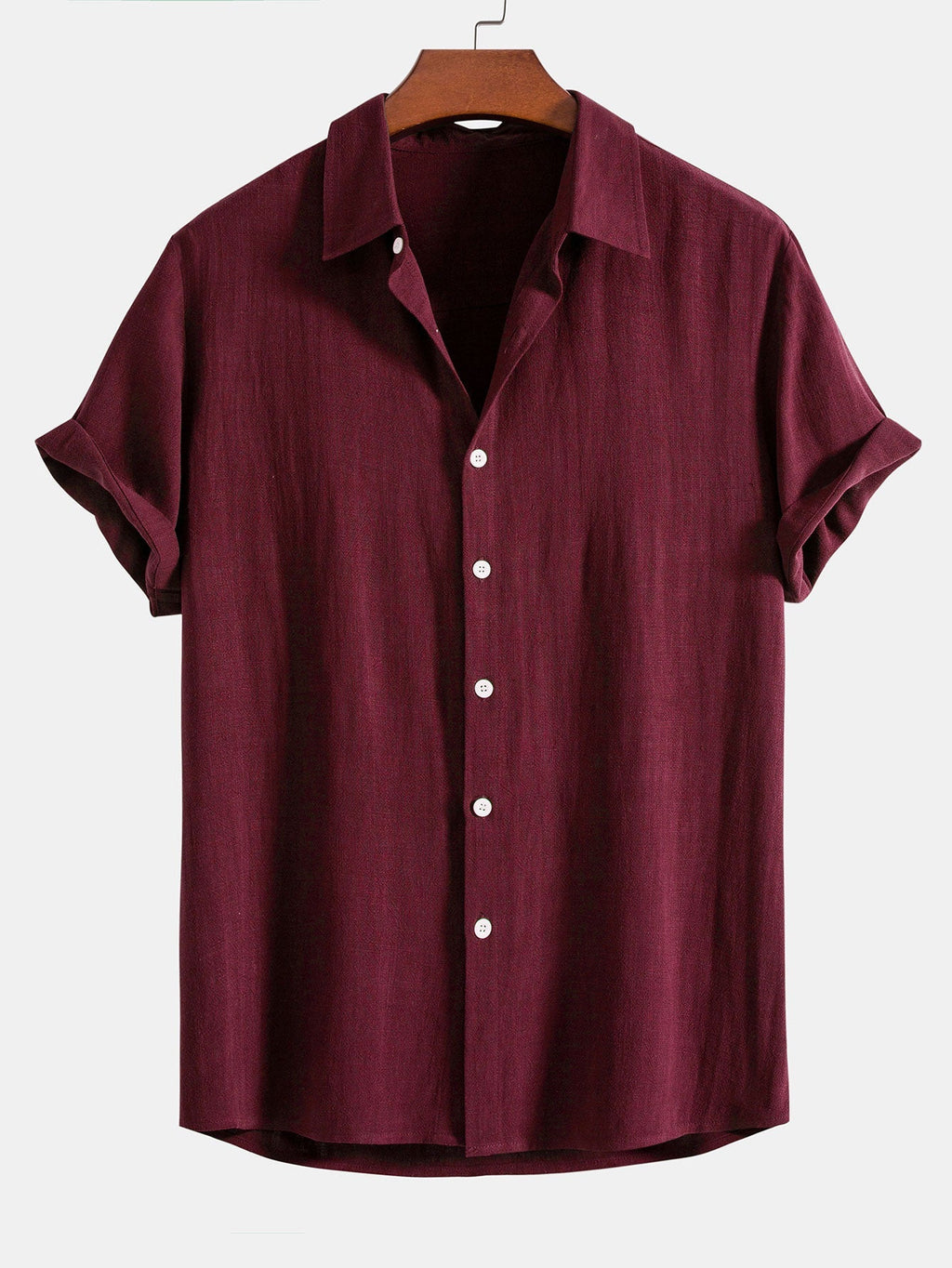 Men's Linen Blend Short Sleeve Shirt Relaxed Button Fit
