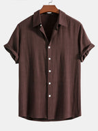 Men's Linen Blend Short Sleeve Shirt Relaxed Button Fit