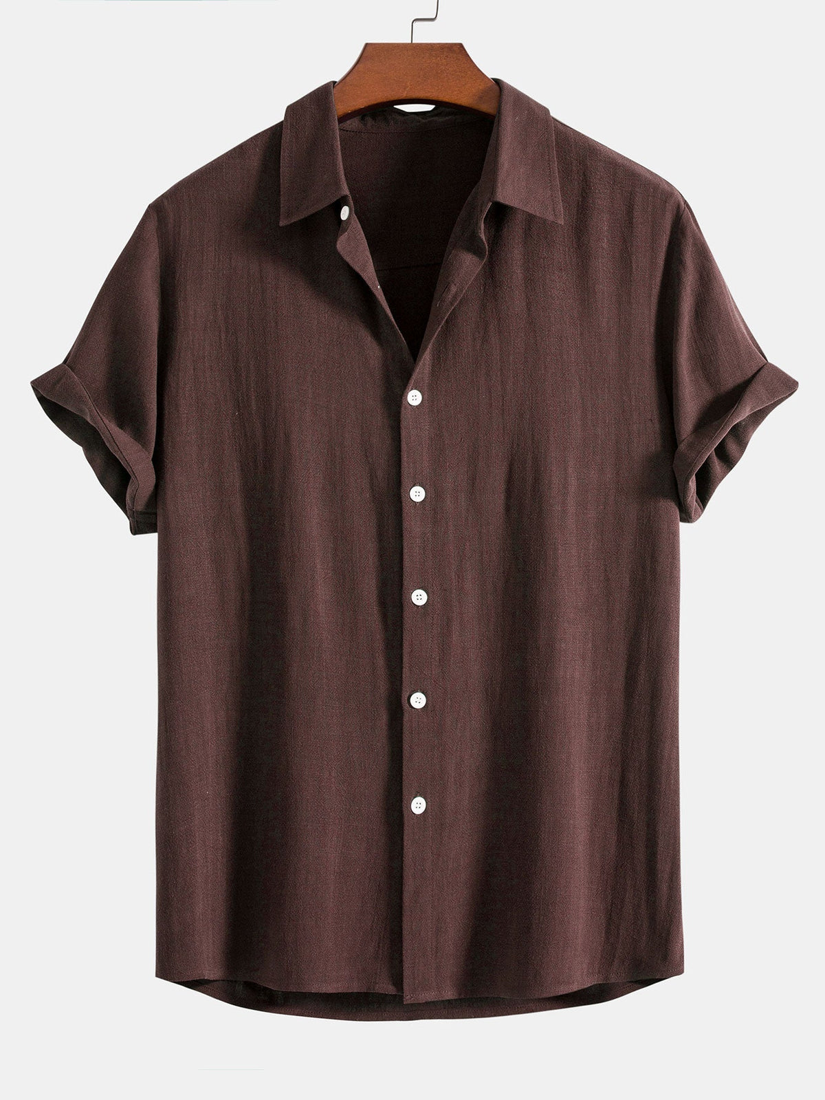 Men's Linen Blend Short Sleeve Shirt Relaxed Button Fit