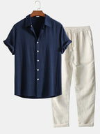 Men's Linen Shirt and Trousers Relaxed Summer Co Ord