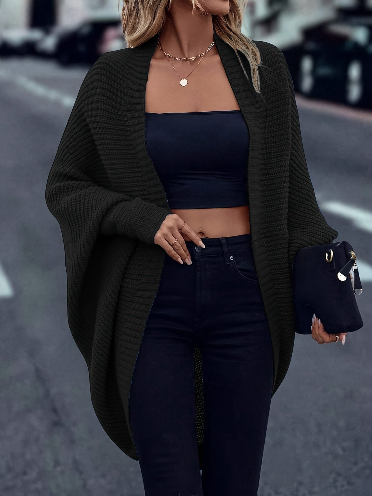 Women's Relaxed Longline Knit Cardigan for Holiday Layering