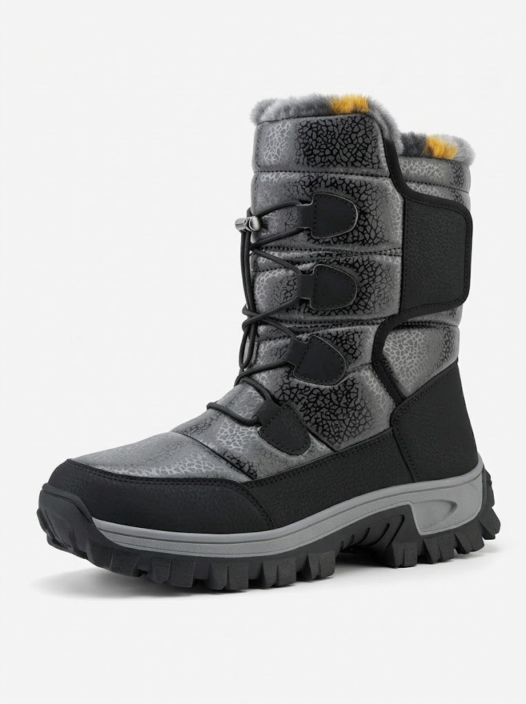 Men's Raised Shaft Winter Snow Boots with Plush Interior