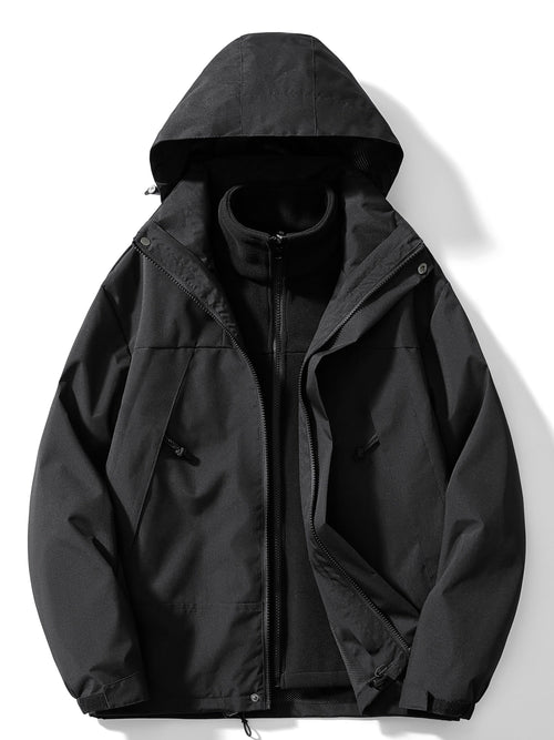 Men's 3 in 1 Outdoor Jacket Hooded Winter Layer