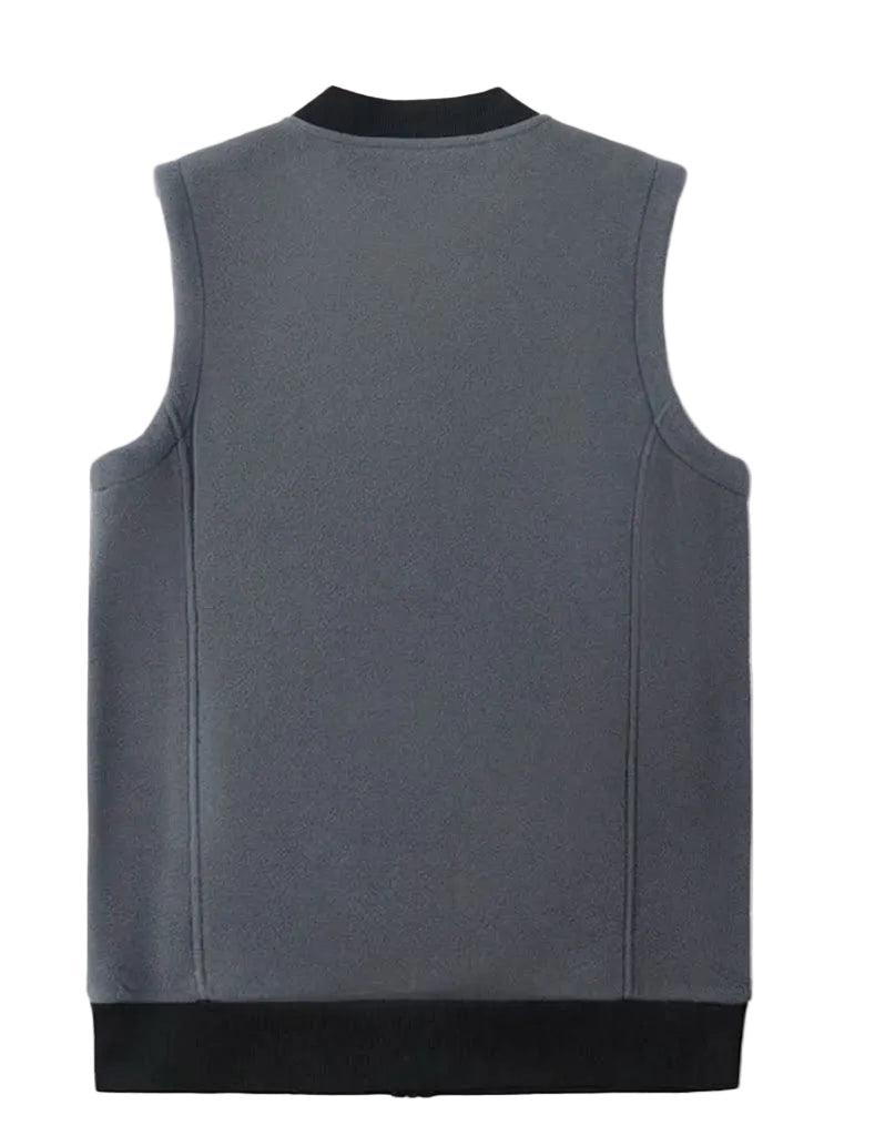 Men's Sleeveless Fleece-Lined Layering Vest With Ribbed Hem
