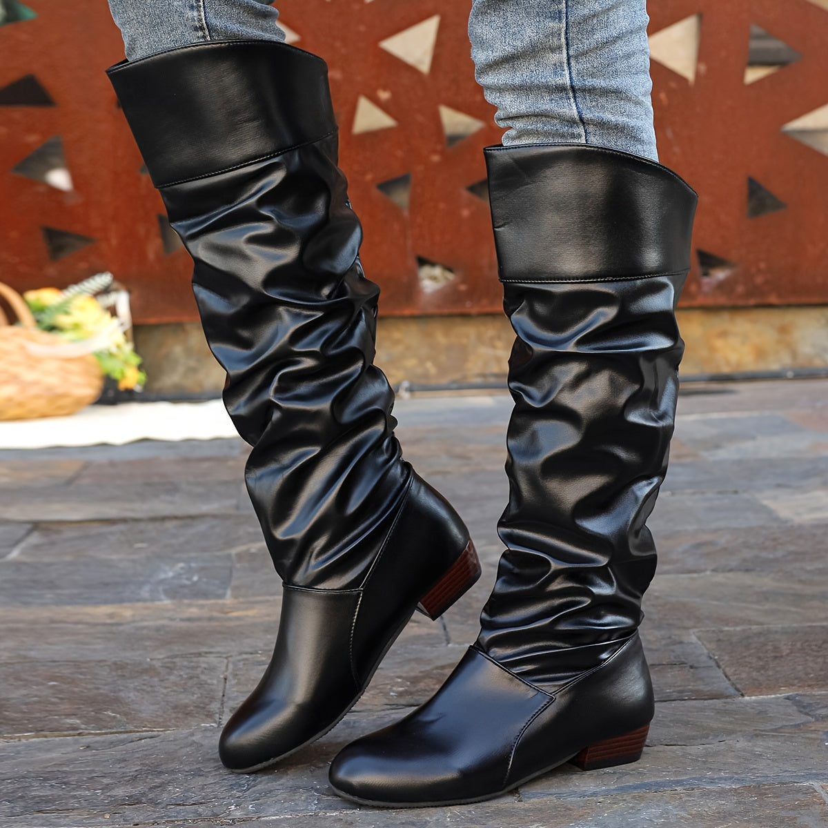 Women's Soft Slouch Tall Boots for Everyday Wear - Black