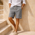 Men's Linen Shorts Elastic Waist Drawstring Summer Fit