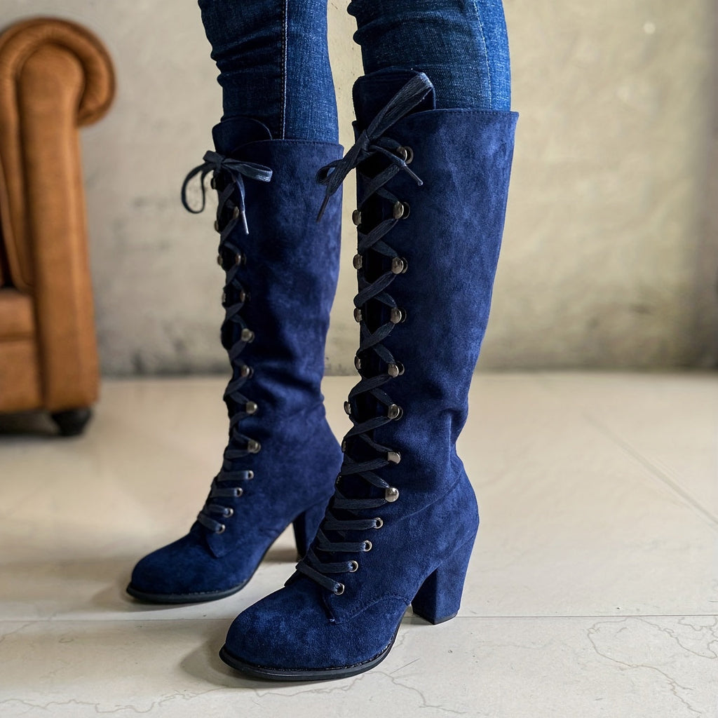 Women's Laced Shaft Tall Boots for Dresses and Skirts
