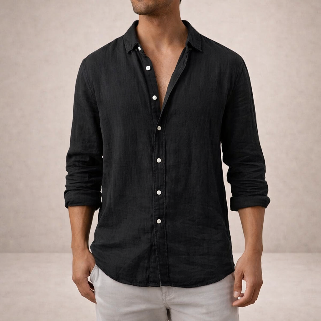 Men's Regular Fit Linen Button Down Casual Shirt