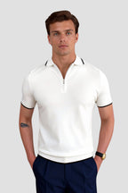 Men's Zip Neck Polo Smart Casual Knitted Summer Shirt