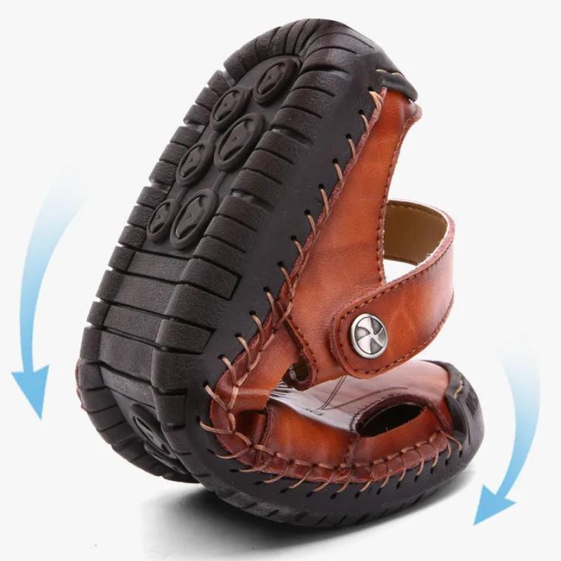 Men's Leather Comfort Sandals Closed Toe Breathable Anti Slip