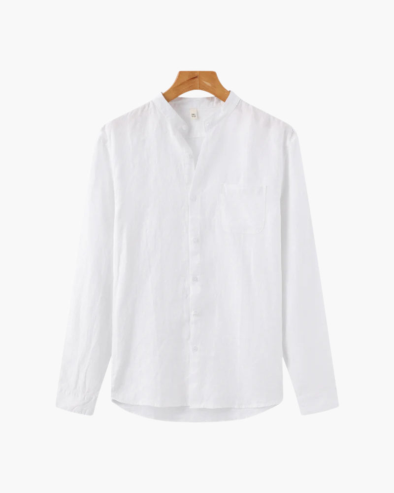 Men's Linen Button Up Shirt Relaxed Long Sleeve Essential