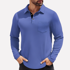 Men's Long Sleeve Polo Shirt Chest Pocket Casual Fit