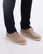 Men's Suede Slip On Loafers Mid Cut Contrast Sole