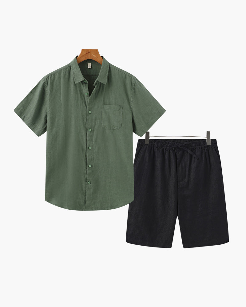 Men's Linen Shirt and Shorts Relaxed Summer Set