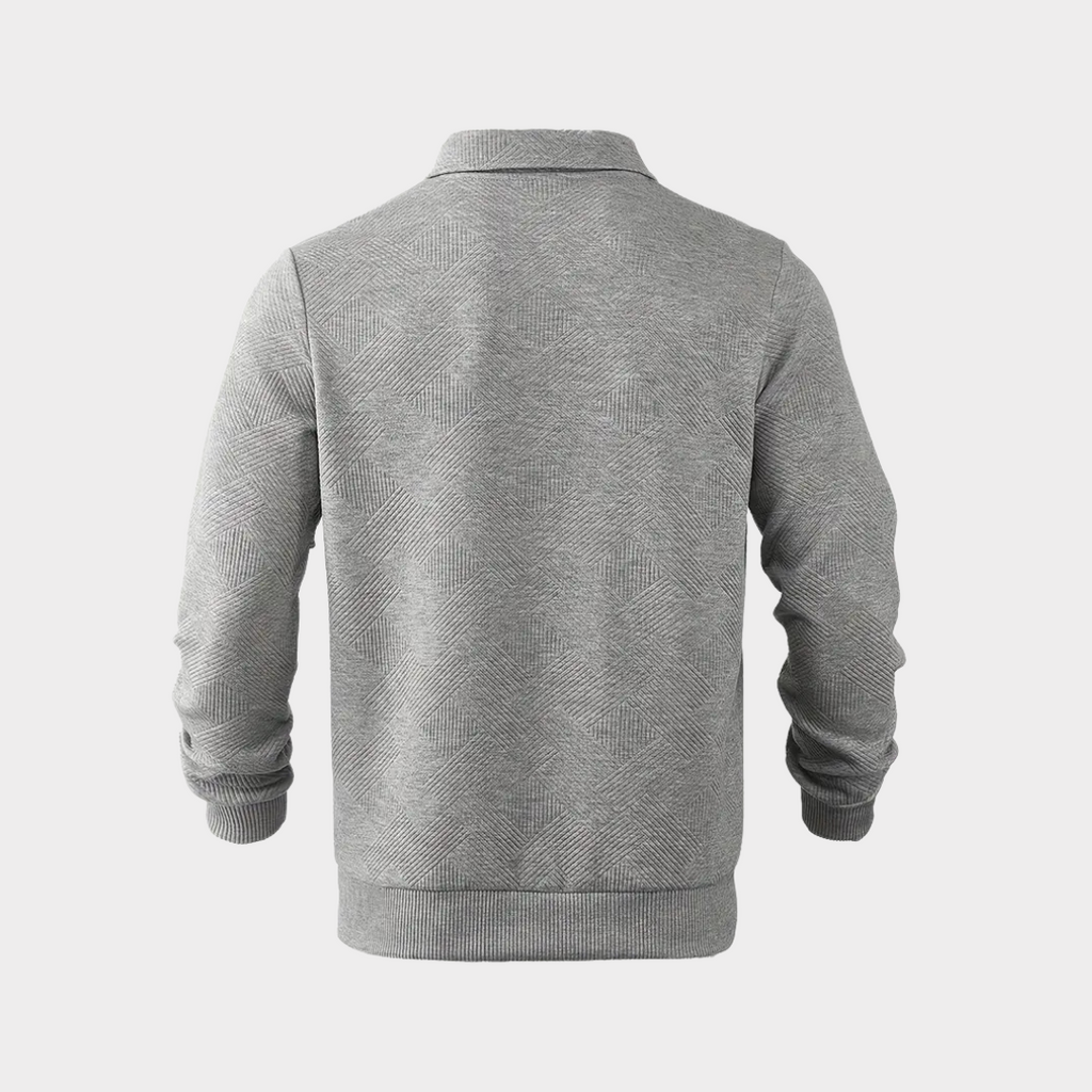 Men's Textured Half Zip Sweatshirt Smart Casual Polo Style