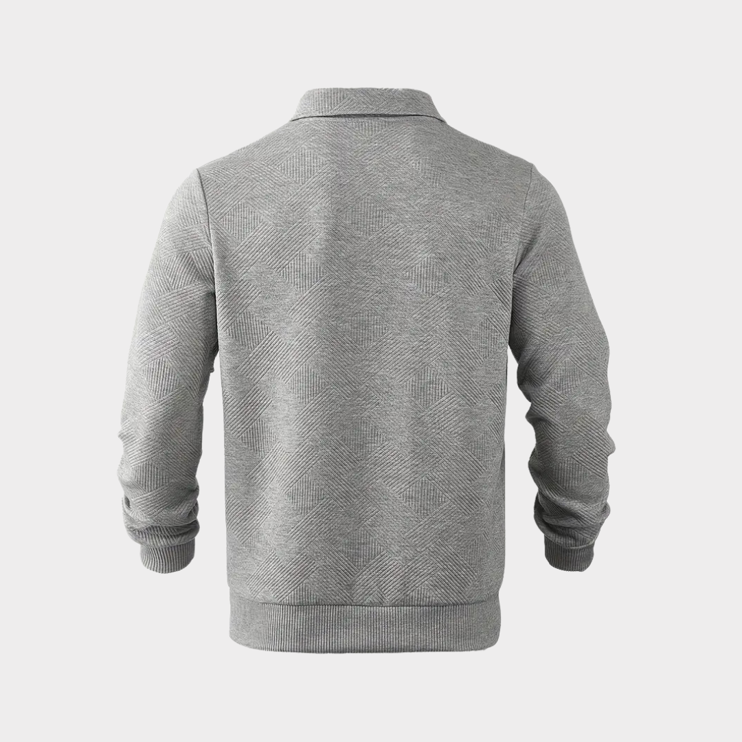 Men's Textured Half Zip Sweatshirt Smart Casual Polo Style