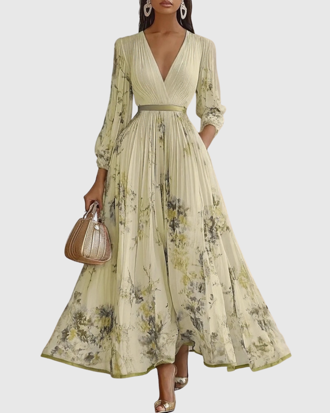 Women's Elegant Pleated Maxi Dress