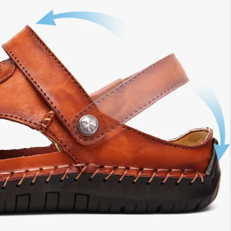 Men's Leather Comfort Sandals Closed Toe Breathable Anti Slip