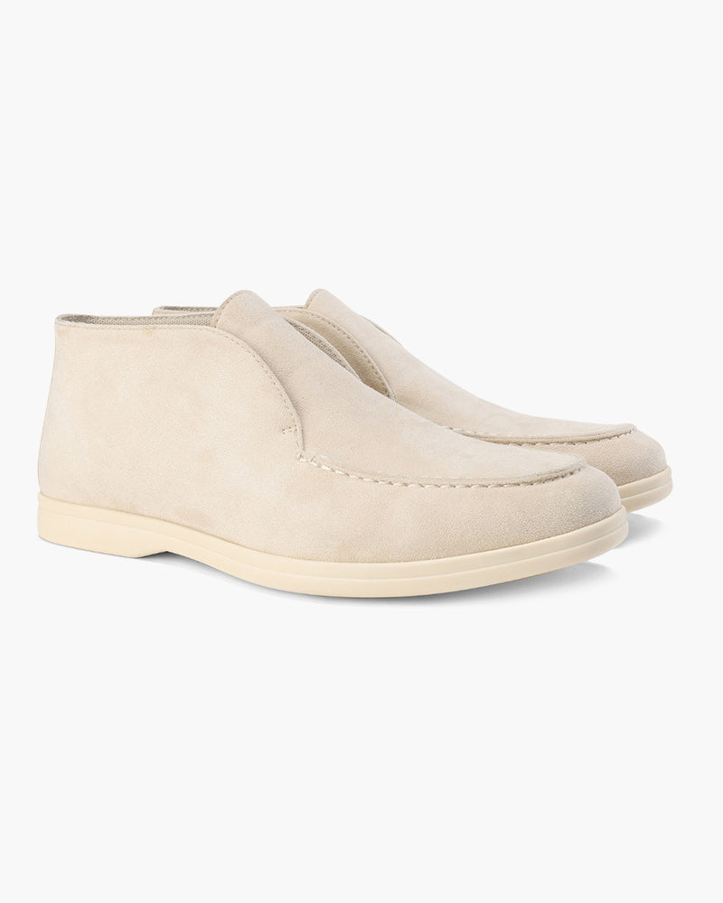 Men's Suede Slip On Loafers Mid Cut Contrast Sole