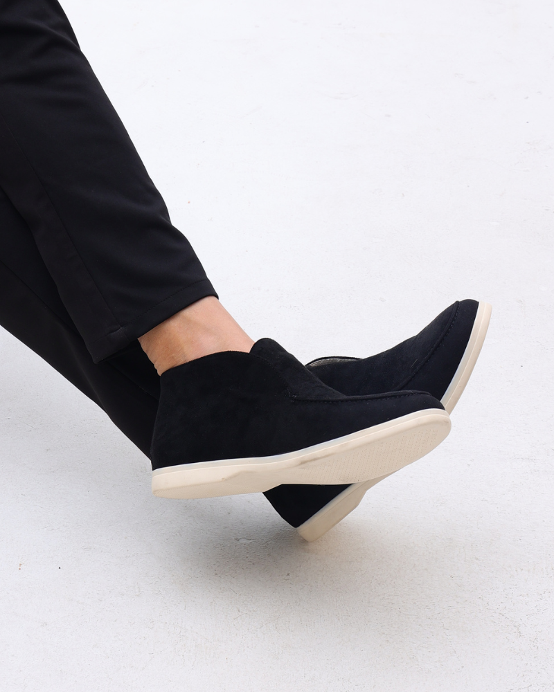 Men's Suede Slip On Loafers Mid Cut Contrast Sole