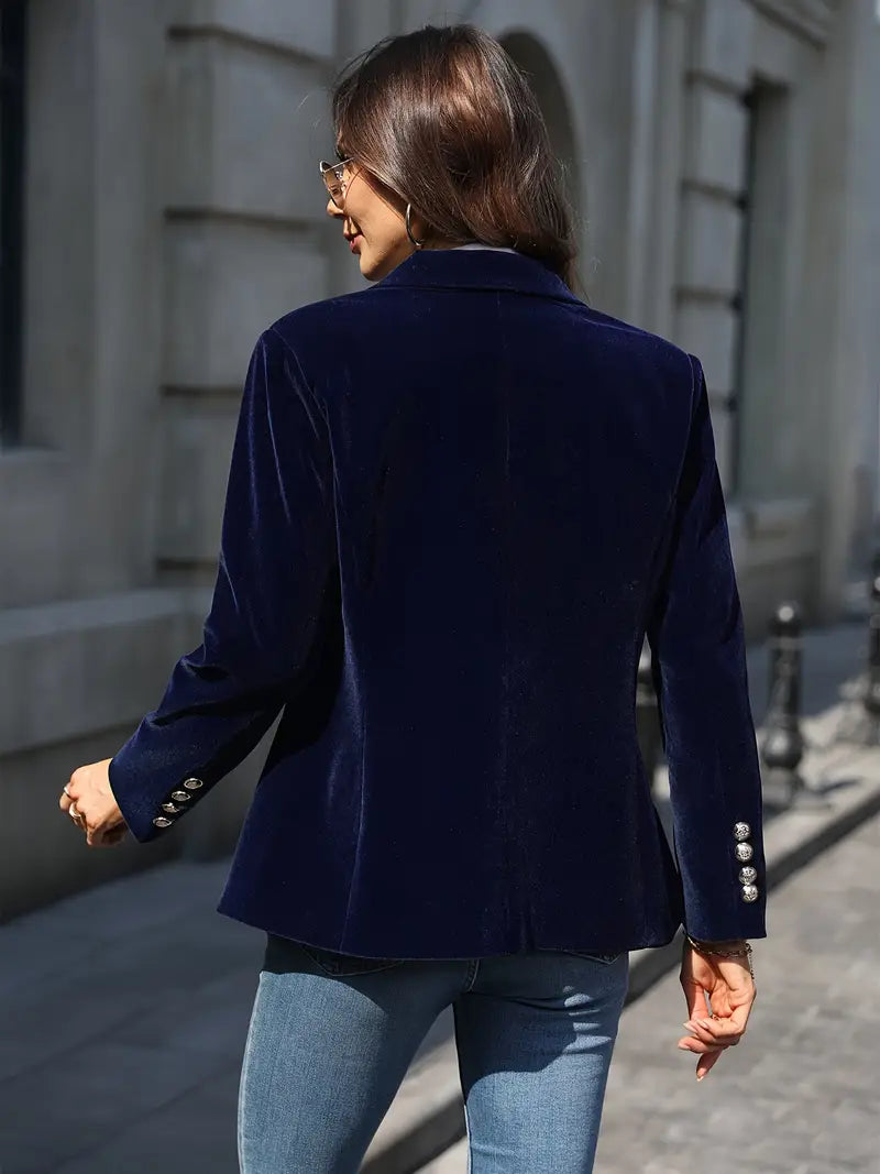 Women's Plush Velvet Evening Blazer with Subtle Sheen