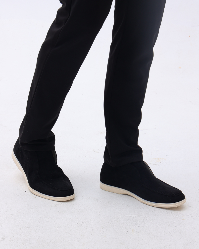 Men's Suede Slip On Loafers Mid Cut Contrast Sole