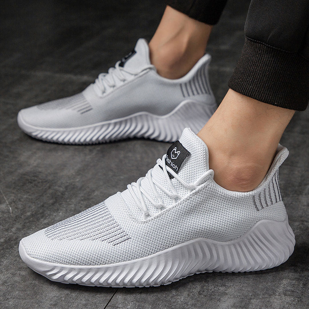 Men's Wave-Tread Knit Runners with Padded Heel Collar