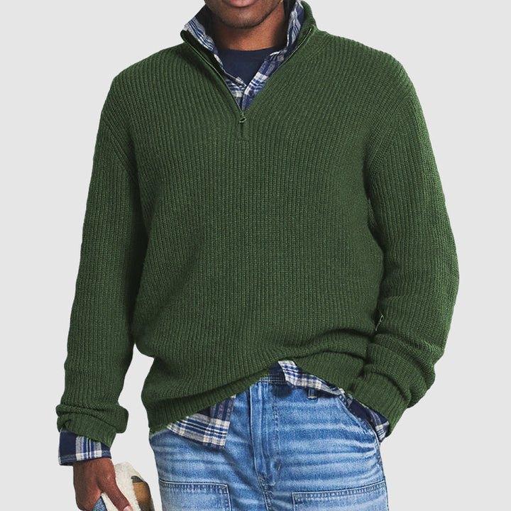 Men's Ribbed Quarter Zip Soft Knit Sweater Regular Fit