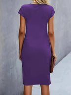 Women's Ruched Waist Bodycon Short Sleeve Midi Dress