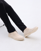 Men's Suede Slip On Loafers Mid Cut Contrast Sole