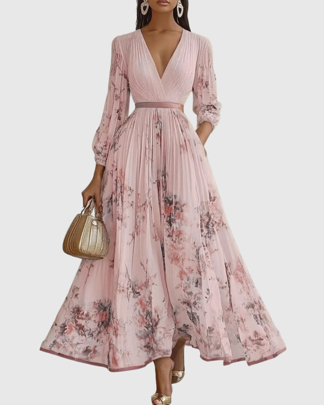 Women's Elegant Pleated Maxi Dress