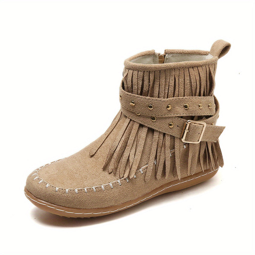 Women's Cushioned Cowgirl Booties with Swinging Fringe