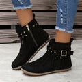 Women's Cushioned Cowgirl Booties with Swinging Fringe - Black