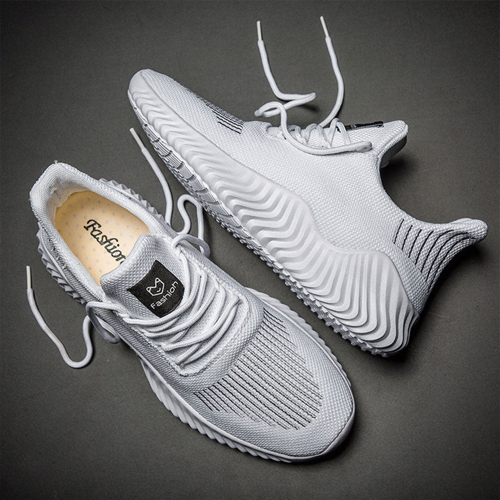 Men's Wave-Tread Knit Runners with Padded Heel Collar