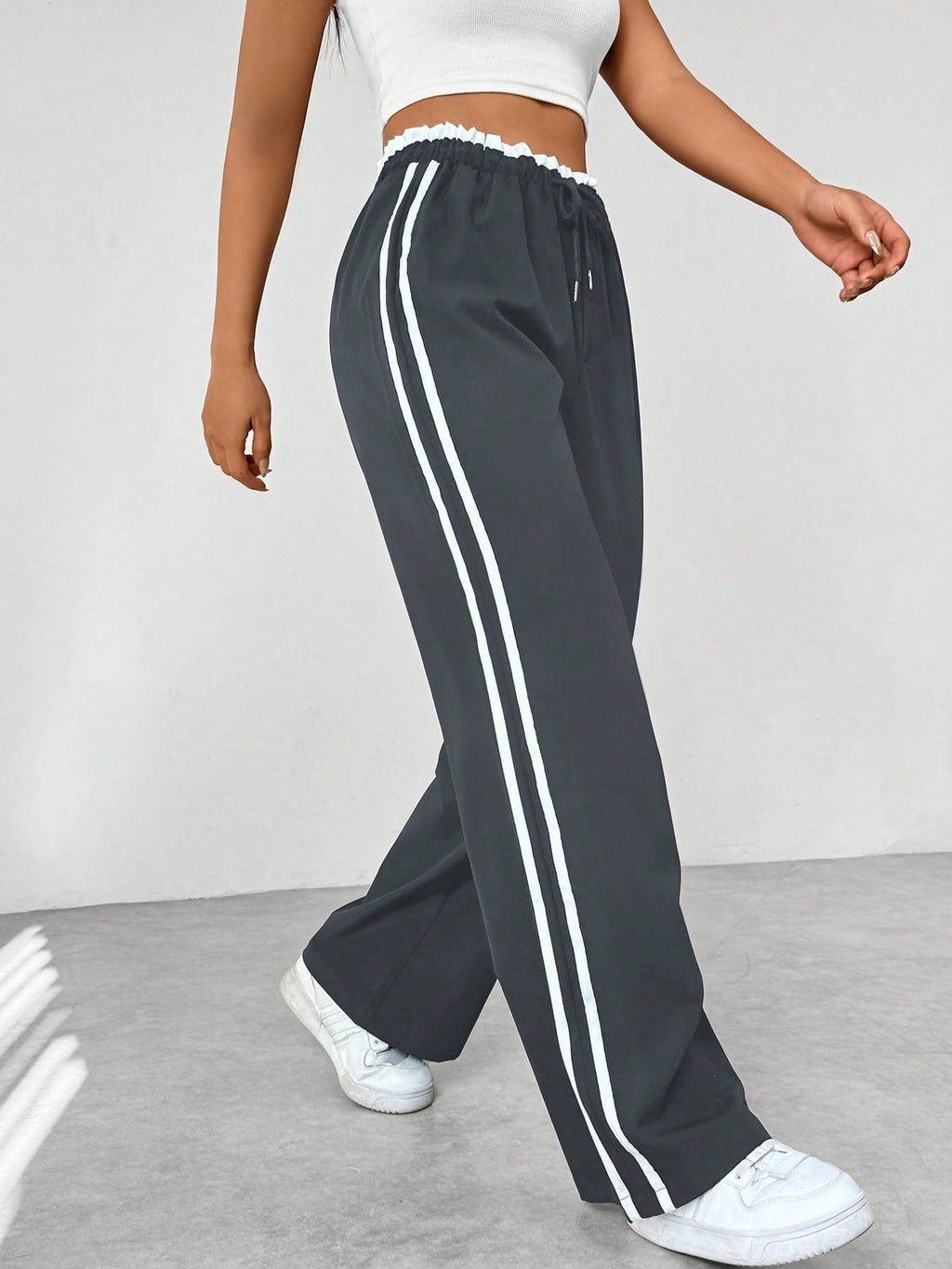 Women's Wide Leg Jogger Trousers Elastic Waist Lounge