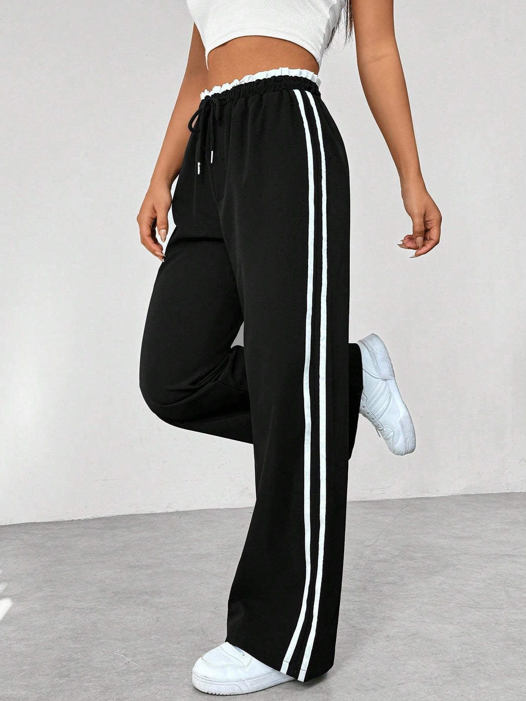 Women's Wide Leg Jogger Trousers Elastic Waist Lounge