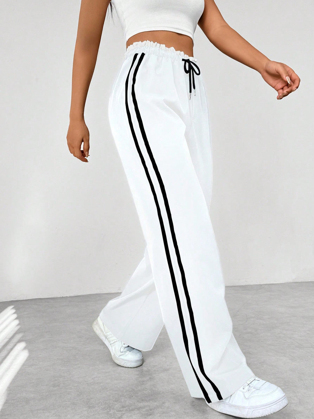 Women's Wide Leg Jogger Trousers Elastic Waist Lounge
